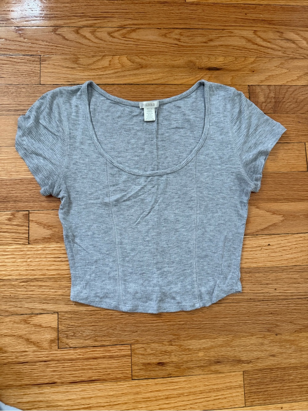 Light Gray Ribbed Scoop Neck Crop Top